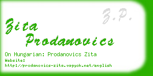 zita prodanovics business card